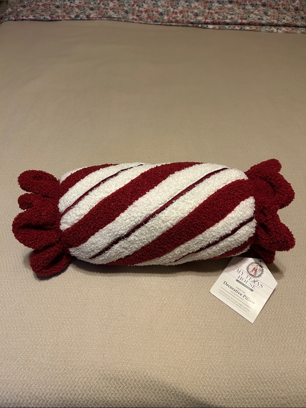My Texas House Candy Cane Decorative Pillow
